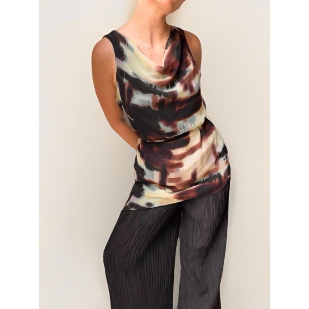 Simply Vera Vera Wang Multicolor Watercolor Print Blouse Time Wrap Large nwot